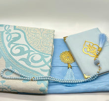 Load image into Gallery viewer, Prayer rug, subha, and Qur'an selection set