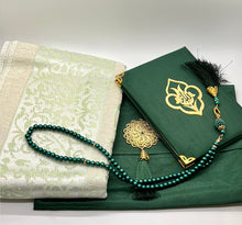 Load image into Gallery viewer, Prayer rug, subha, and Qur'an selection set