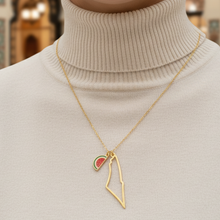 Load image into Gallery viewer, Palestine map necklace
