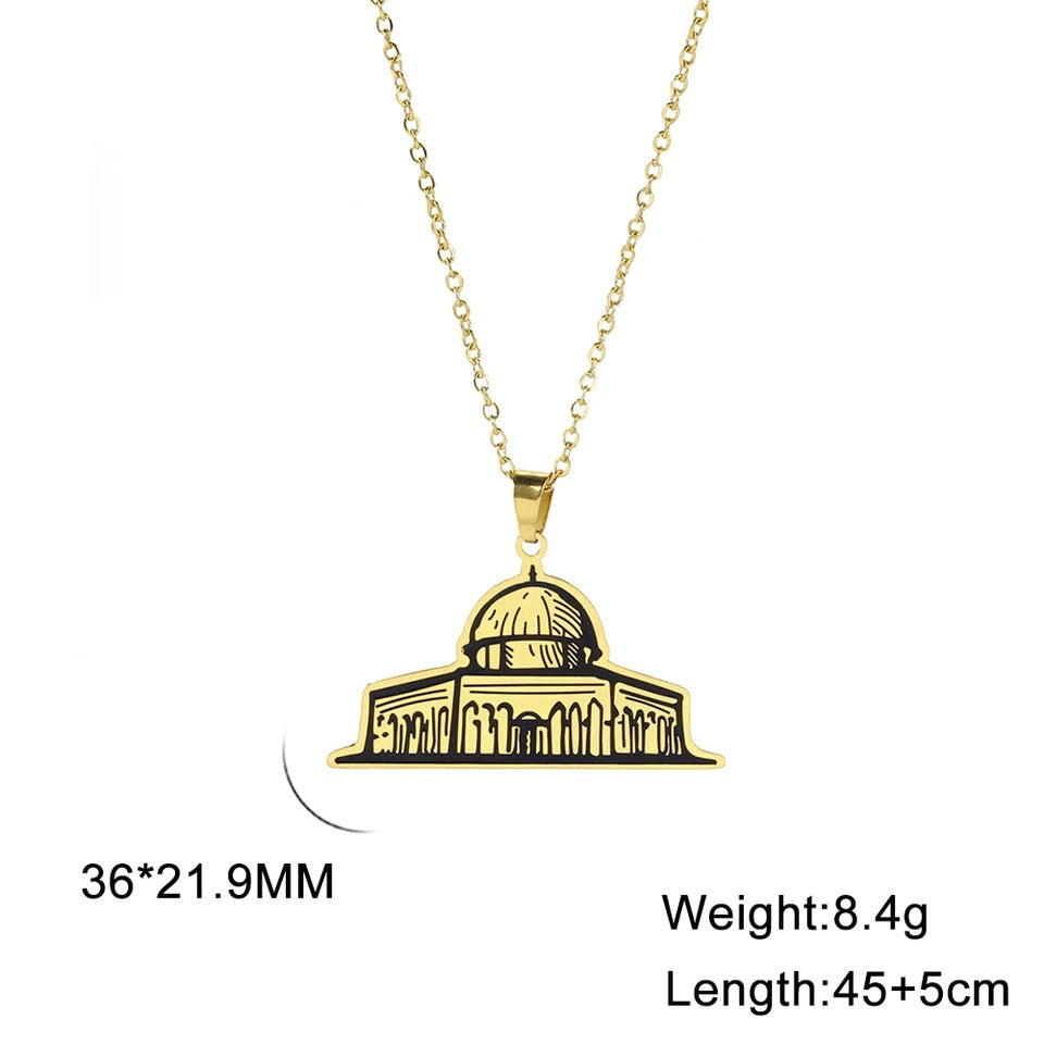 Sufico Al Aqsa Dome of the Rock Necklace Palestine Necklace Jewellery  Muslim Ramadan Gift Eid Gift gold 